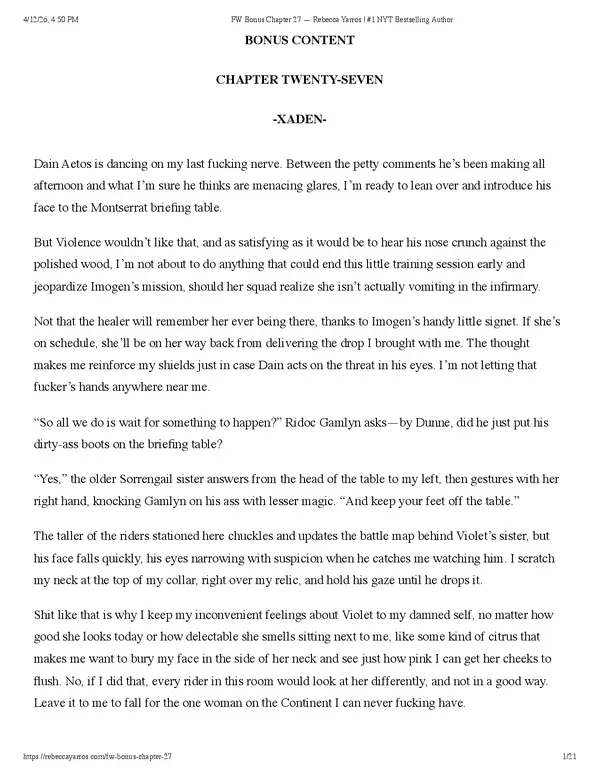 Fourth Wing Xaden POV Bonus Chapter