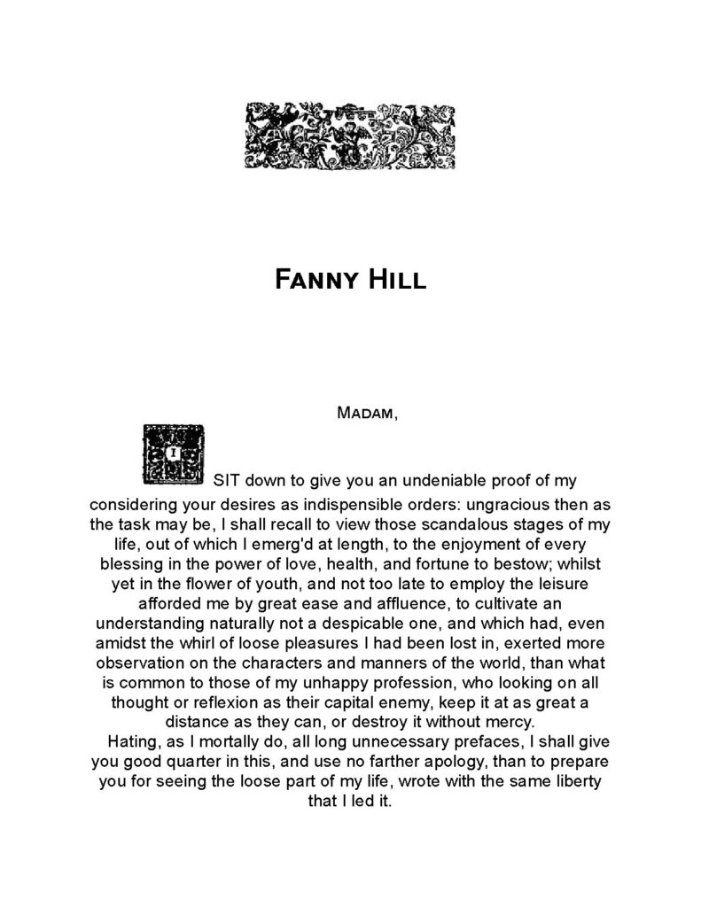 Fanny Hill: Or, Memoirs of a Woman of Pleasure Novel by John Cleland