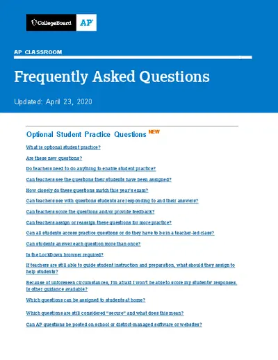 AP CLASSROOM Frequently Asked Questions