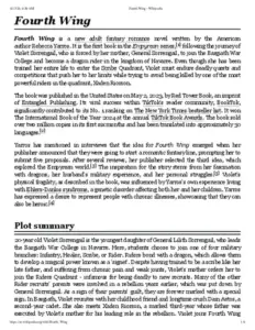 Fourth Wing by Rebecca Yarros Overview