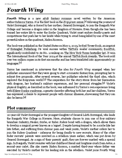 Fourth Wing by Rebecca Yarros Overview