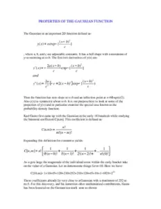 Properties Of The Gaussian Function