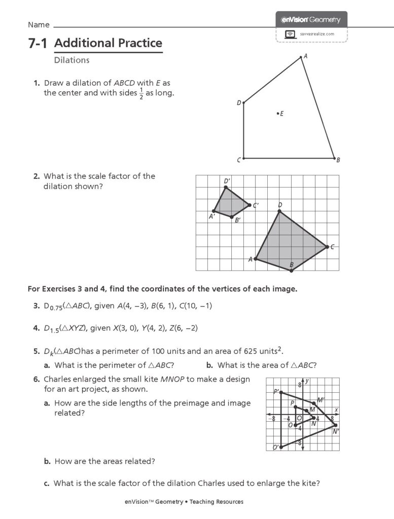 Geometry Dilations Practice Exercises for Students