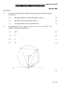 Geometry Past Papers Questions and Solutions