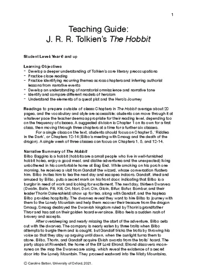 Teaching Guide: J. R. R. Tolkien’s The Hobbit