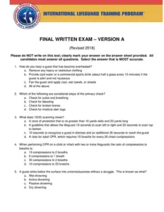 FINAL WRITTEN EXAM – VERSION A