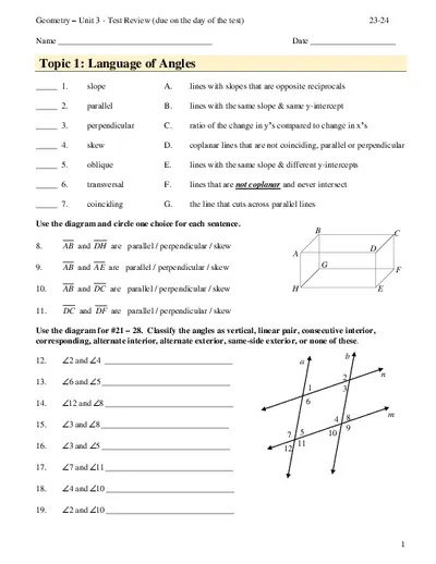 Unit 3 Geometry Test Review Guide