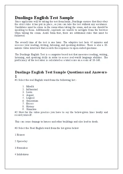 Duolingo English Test Sample