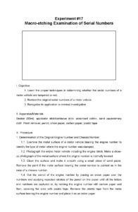 Macro-Etching Report for Experiment 17