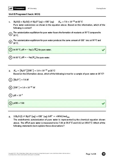 AP Chemistry Unit 8 Progress Check MCQ Guide
