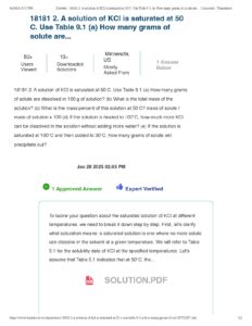 KCl Saturation Levels at 50°C and Solubility Changes