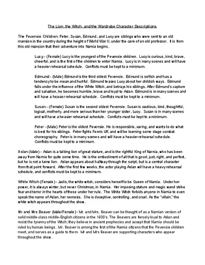 The Lion, the Witch, and the Wardrobe Character