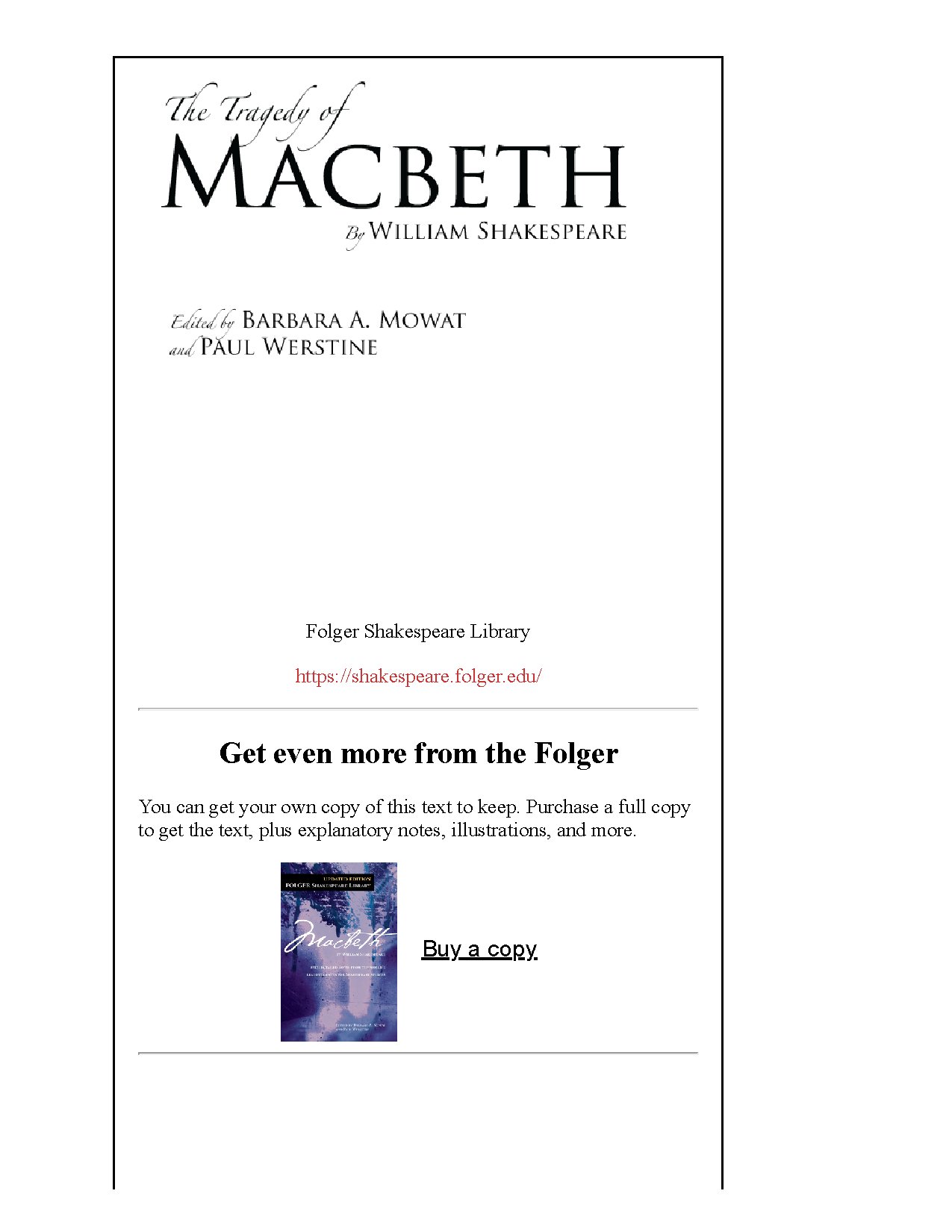 Macbeth Play by William Shakespeare