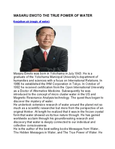Masaru Emoto The True Power Of Water Compress