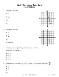 Math 10C Linear Functions Practice Exam Questions and Answers
