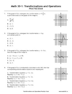 Math 30-1 Transformations and Operations Practice Exam