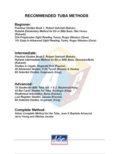 Recommended Tuba Methods and Solo Literature