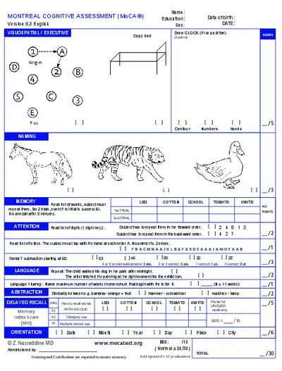 MoCA 8.3 English Test