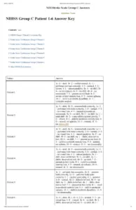 NIH Stroke Scale Group C Answers