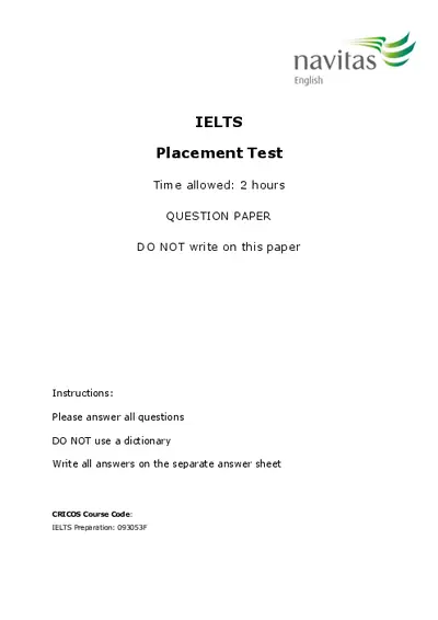 Navitas English Placement Test