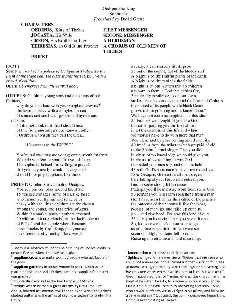 Oedipus Rex Play by Sophocles