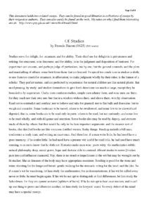 Of Studies by Francis Bacon 1625 Essay Analysis