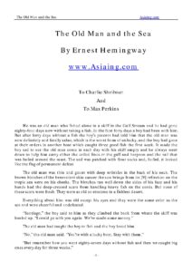 The Old Man and the Sea Book by Ernest Hemingway