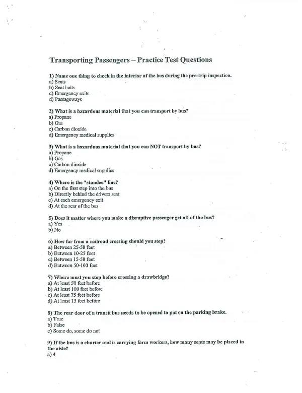Passenger Endorsement Test Questions And Answers