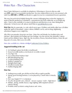 Peter Pan Character List