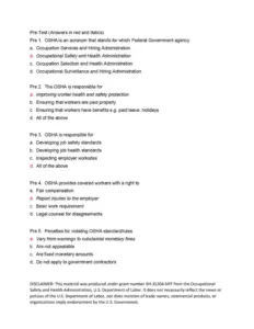 OSHA 10 Test Questions And Answers