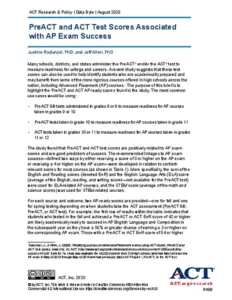 PreACT and ACT Test Scores Associated with AP Exam Success