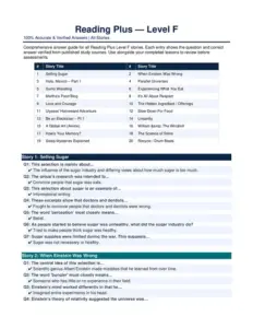 Reading Plus Level F Answers – 100% Accurate & Verified, Exams of English
