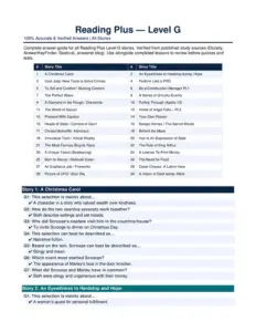 Reading Plus Level G Answers – 100% Accurate & Verified, Exams of English