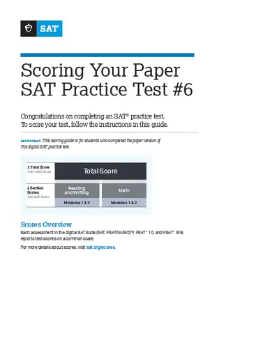 Scoring Your Paper SAT Practice Test 6