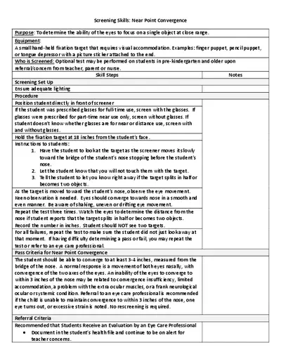 Near Point Convergence Screening Guide for Educators PDF