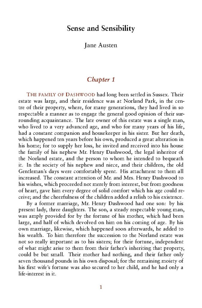 Sense and Sensibility Novel by Jane Austen