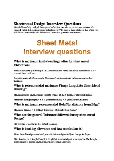 Sheetmetal Design Interview Questions