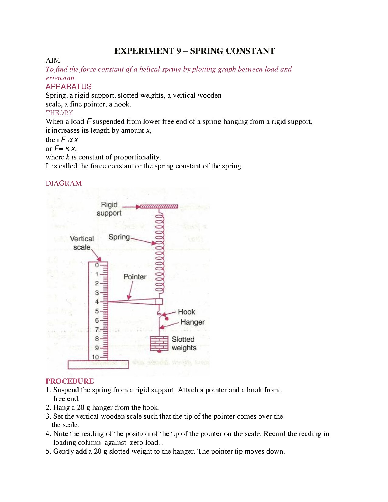 Spring Constant and Cooling Curve Experiments