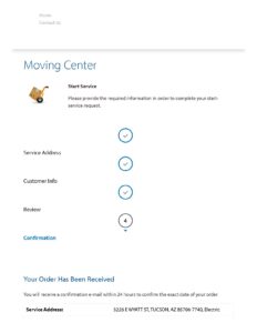 Start Service Confirmation My Account Tucson Electric Power