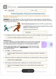 Student Exploration on Polarity and Intermolecular Forces