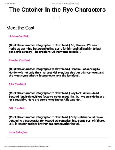 The Catcher In The Rye Characters
