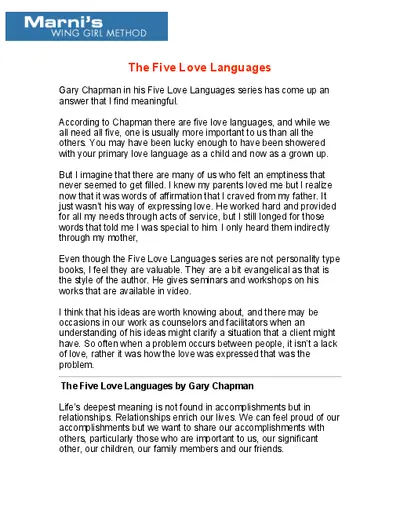 The Five Love Languages By Gary Chapman