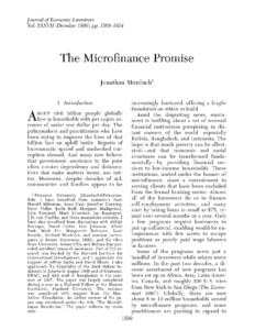 The Microfinance Promise by Jonathan Morduch