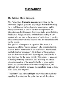 The Patriot by Robert Browning Analysis