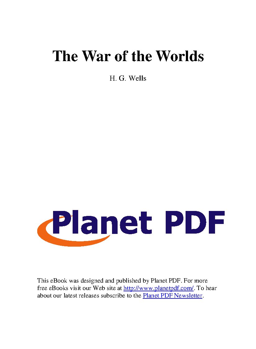 The War of the Worlds Novel by H. G. Wells