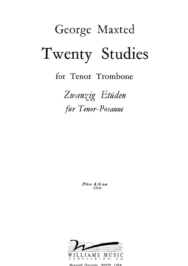 George Maxted 20 Studies For Tenor Trombone