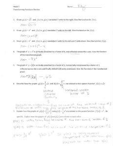 Transformation Functions Review Answer Key