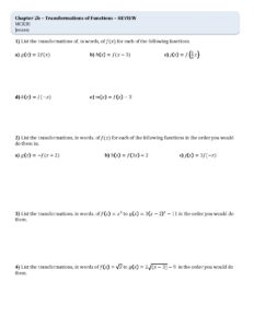 Transformations of Functions Review for MCR3U