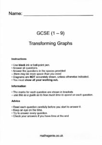 Transforming Graphs y=f(x) Solutions for GCSE Mathematics