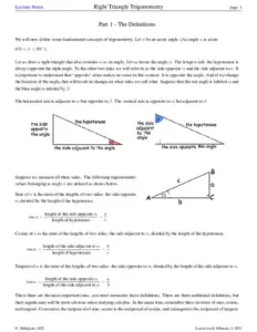 Right Triangle Trigonometry